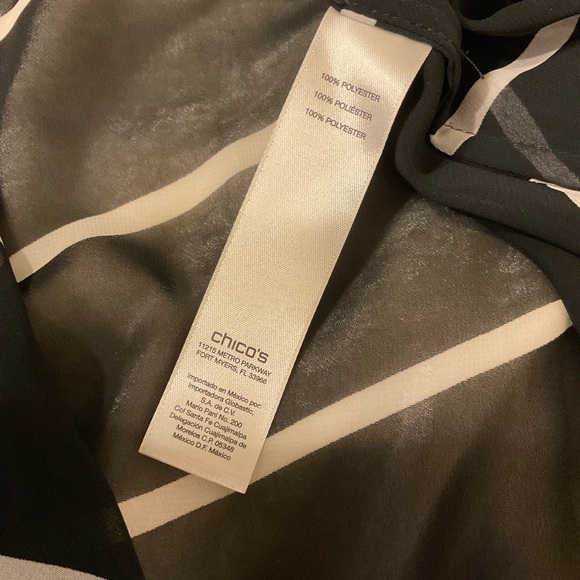 Chicos Tunic Striped sheer Top ,Great Condition Black & White. Chicos Size 1 =8 - Picture 5 of 6